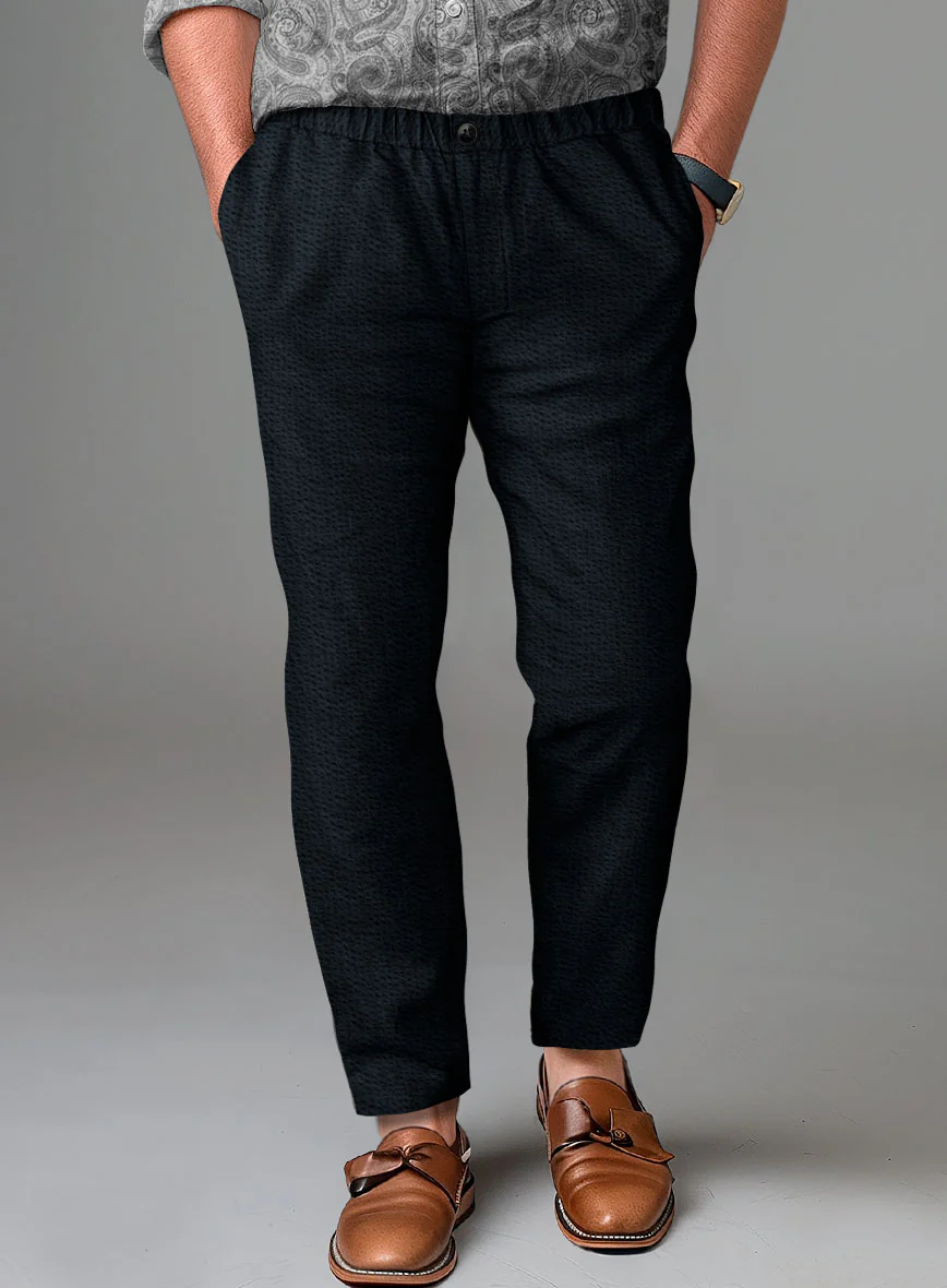Easy Pants Navy Seersucker
