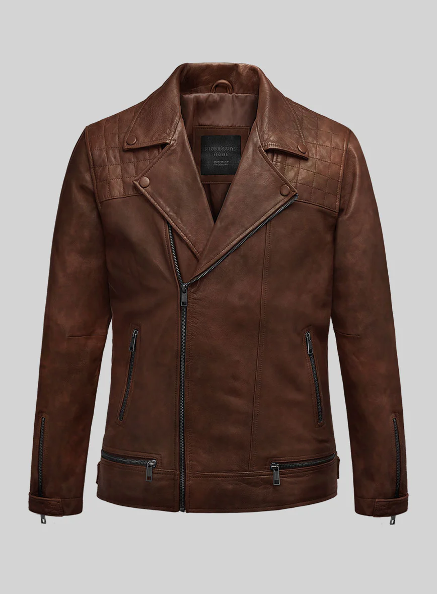 Emberstrike Spanish Brown Biker Leather Jacket