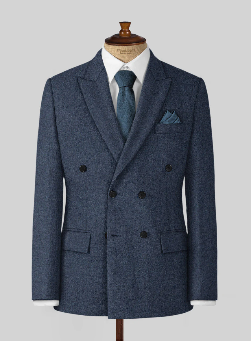 Empire Blue Tweed Double Breasted Suit