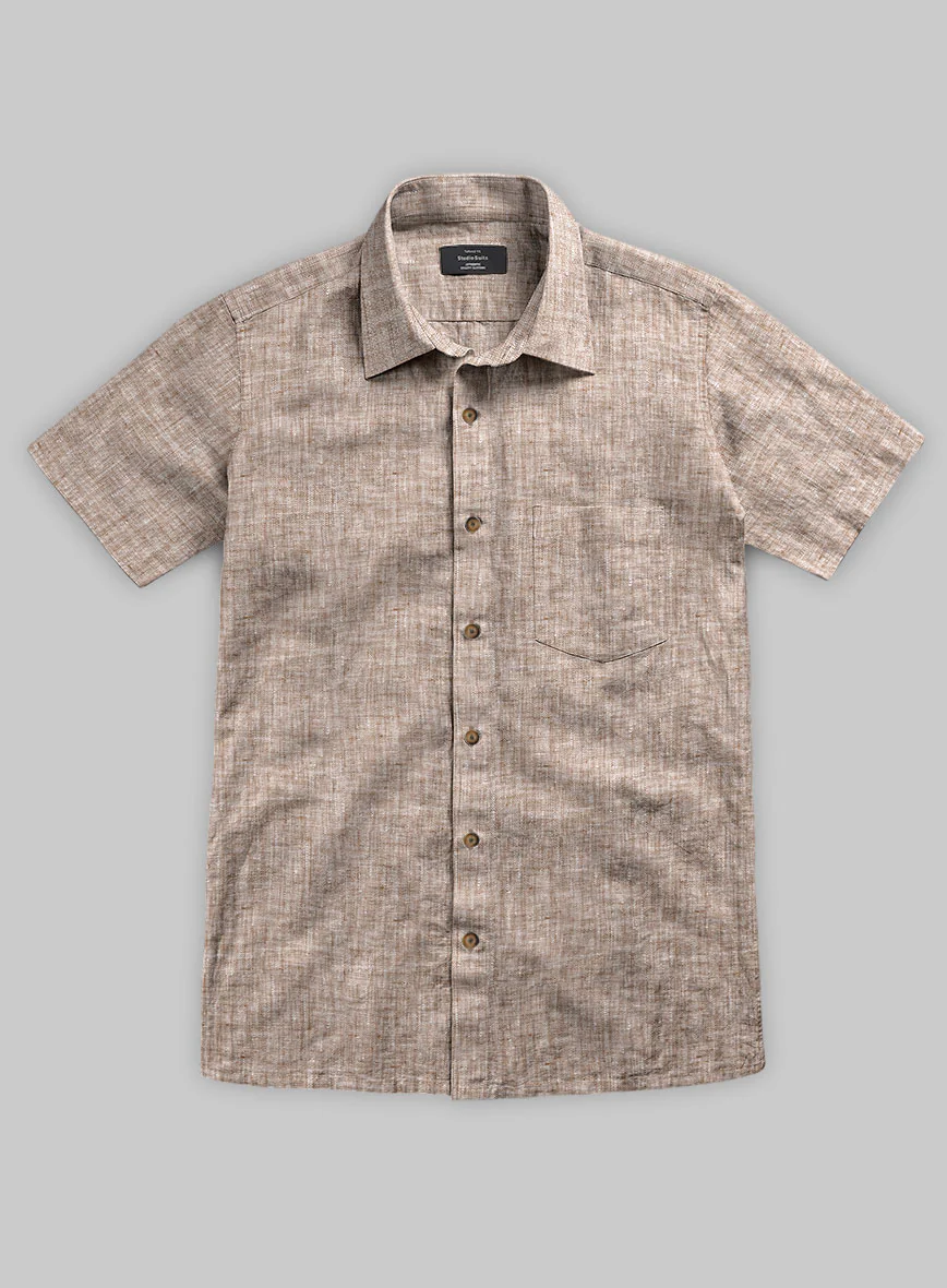 European Brown Linen Shirt