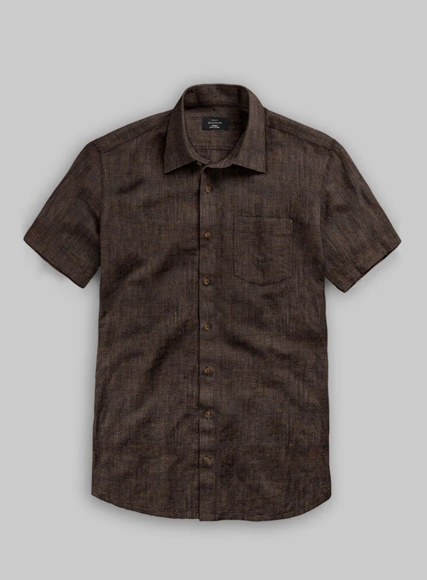 European Dark Brown Linen Shirt