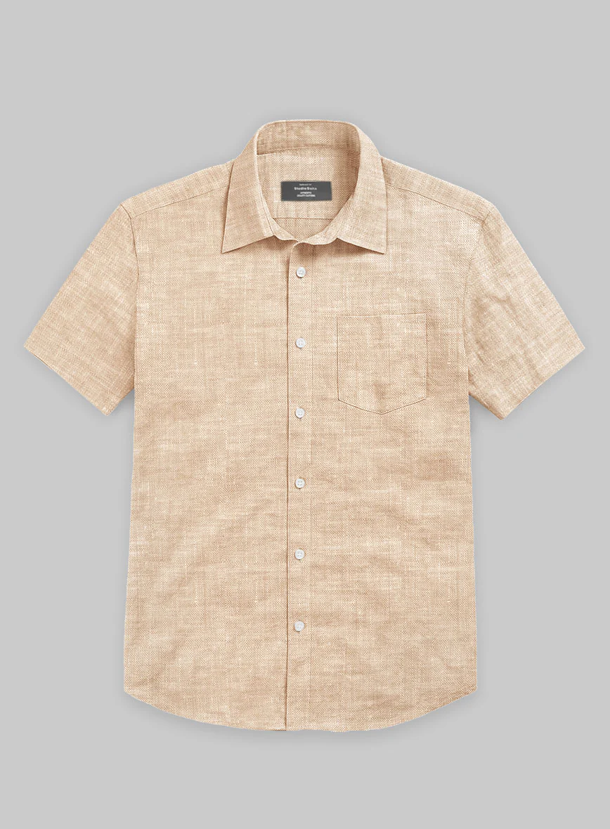 European Light Brown Linen Shirt