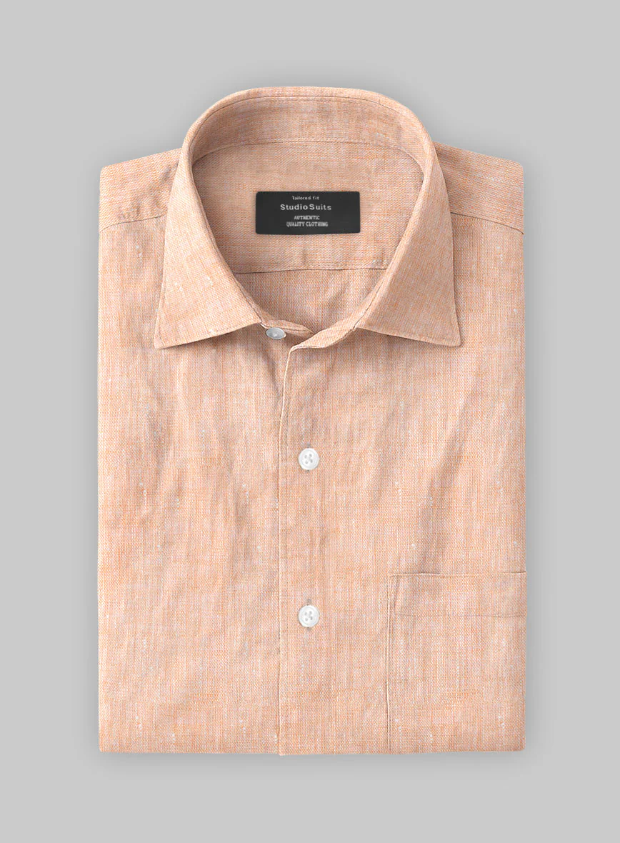 European Pale Orange Linen Shirt