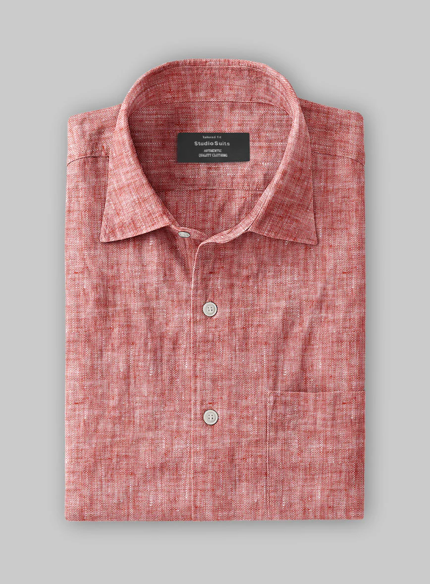 European Red Linen Shirt