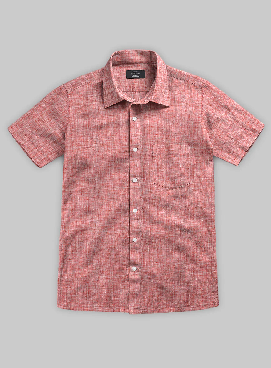 European Red Linen Shirt