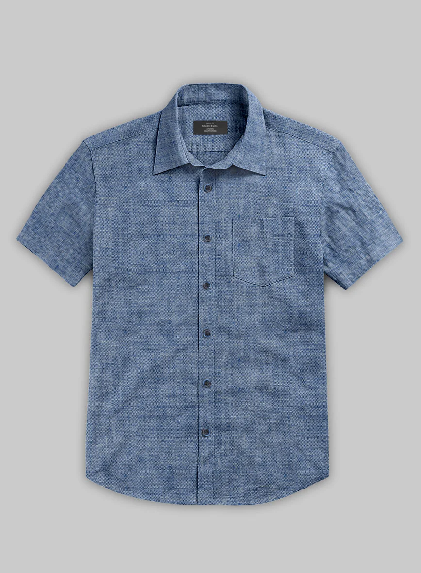 European Smalt Blue Linen Shirt