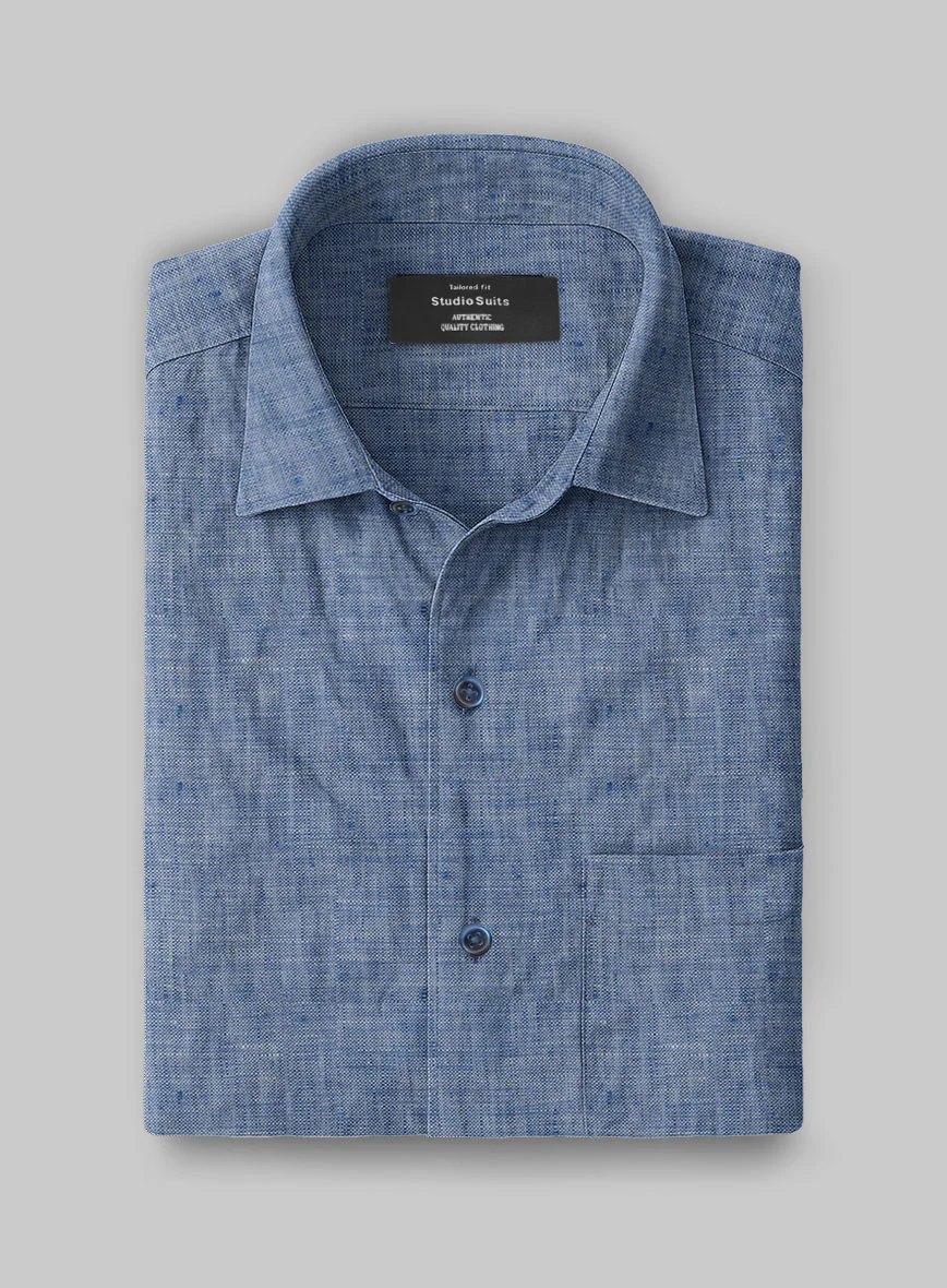 European Smalt Blue Linen Shirt