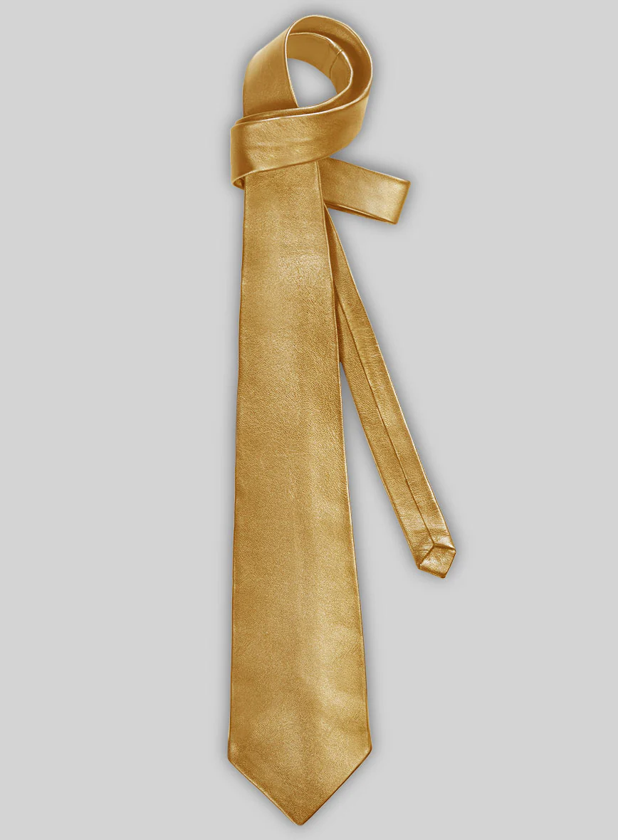 Golden Leather Tie - Image 2