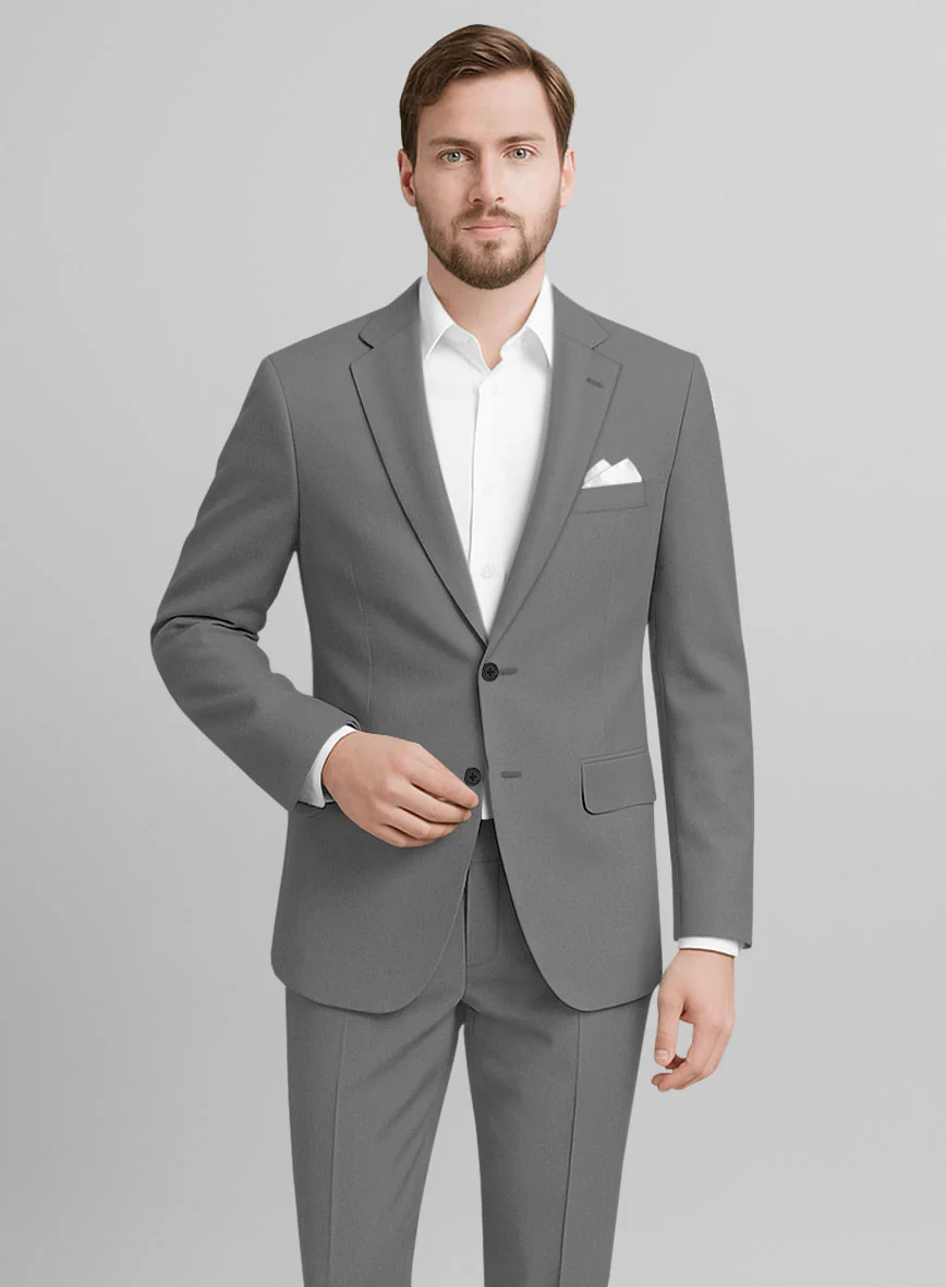 Gray Feather Cotton Canvas Stretch Suit - Image 3