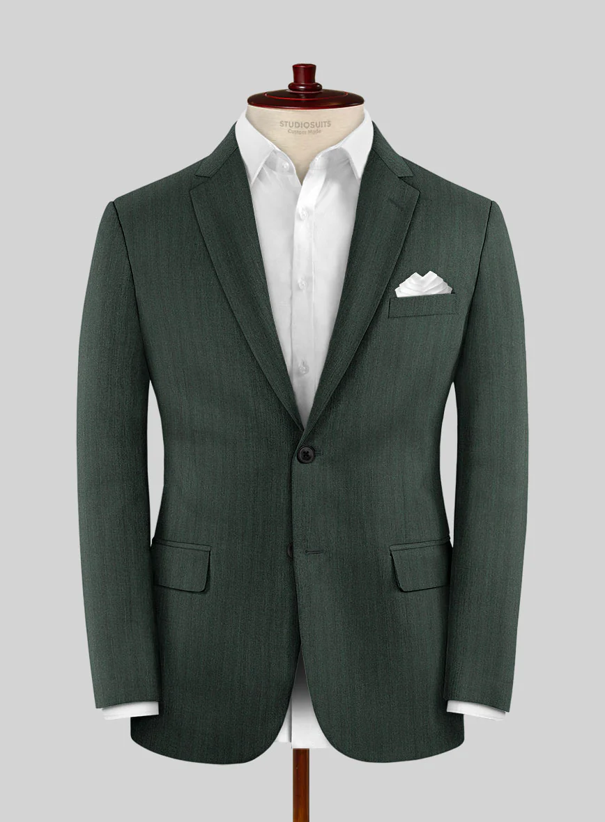 Green Herringbone Wool Jacket