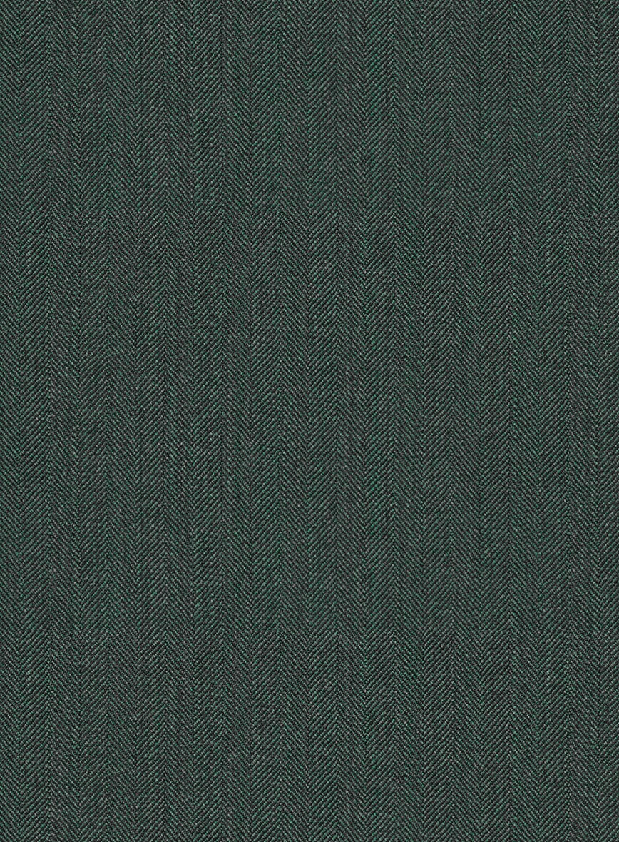 Green Herringbone Wool Pants - Image 3