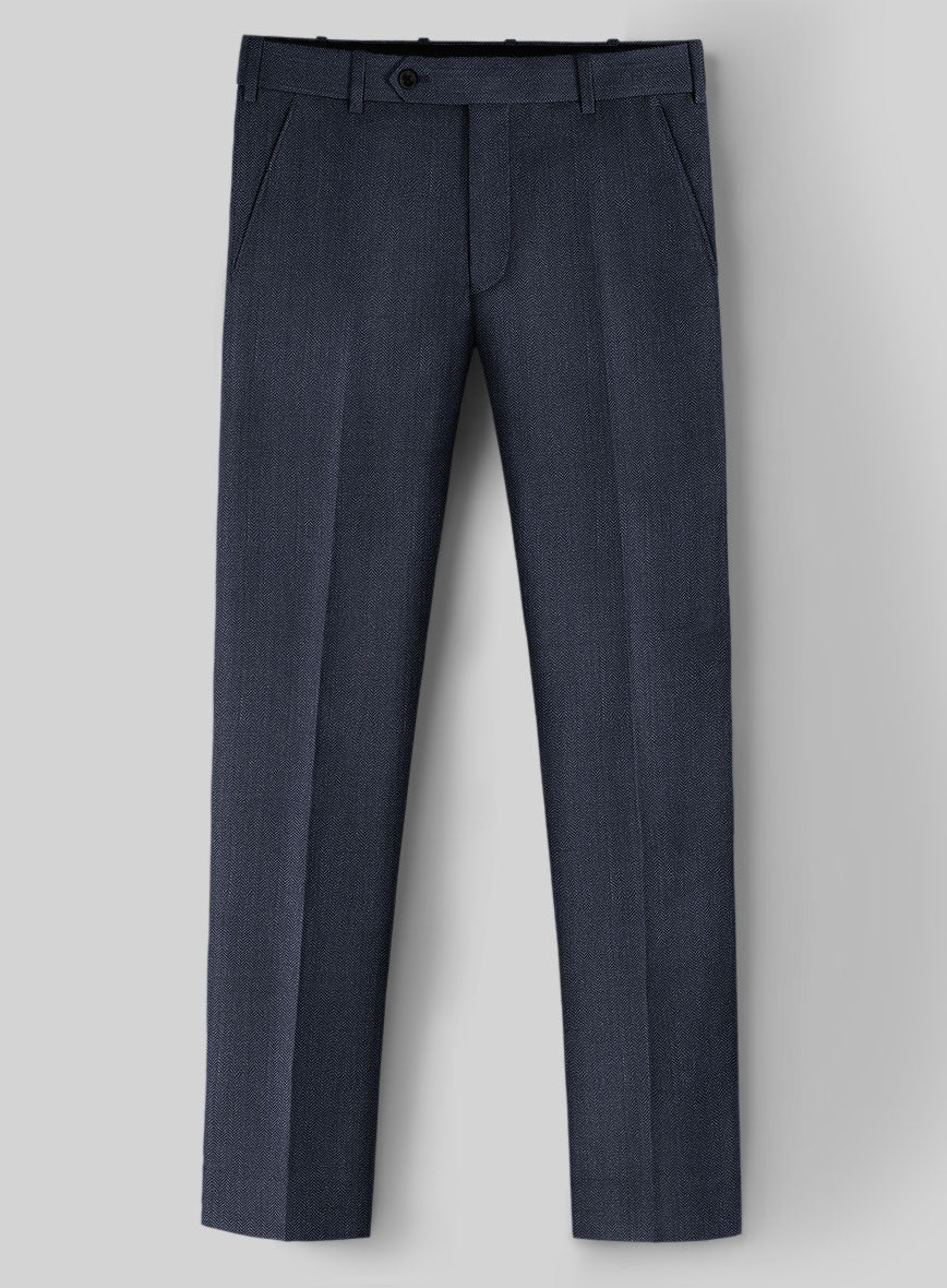Guabello Blue Herringbone Pants