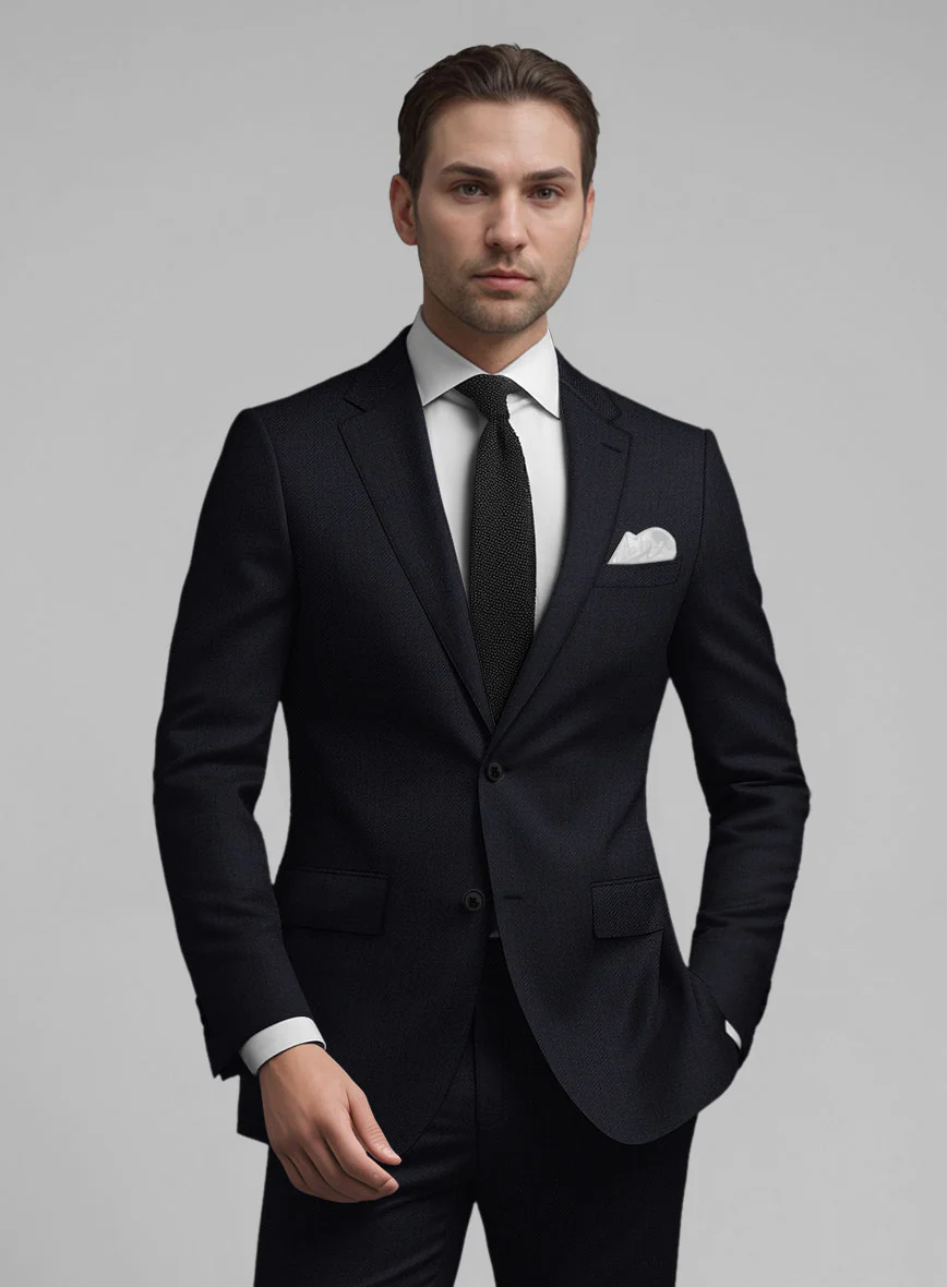 Guabello Dark Blue Herringbone Suit - Image 3