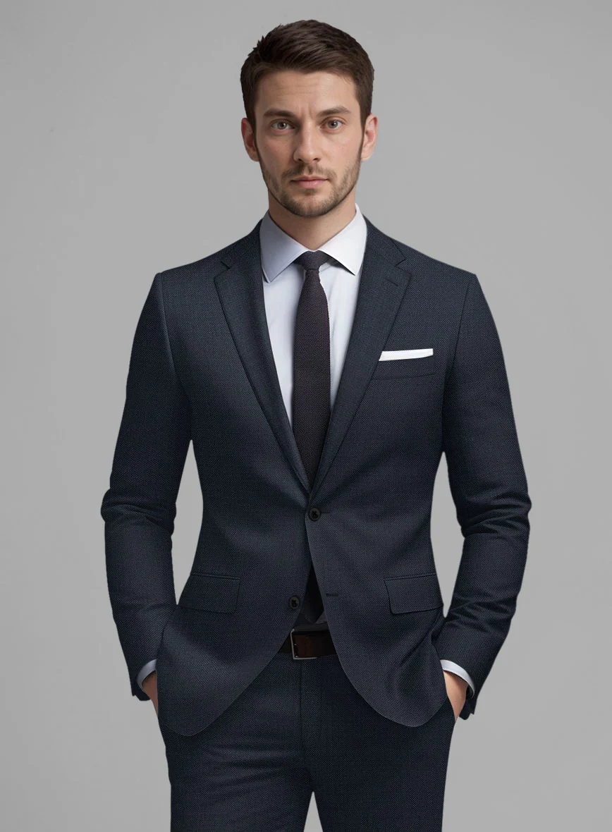Guabello Dark Blue Sharkskin Jacket - Image 2