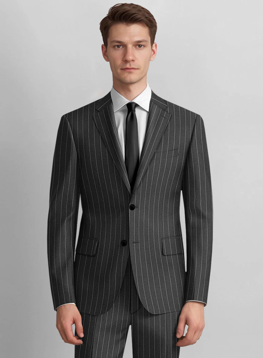 Guabello Gray Rope Stripe Suit - Image 3