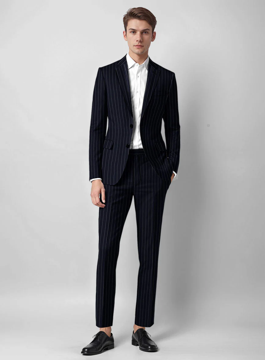 Guabello Navy Blue Rope Stripe Suit