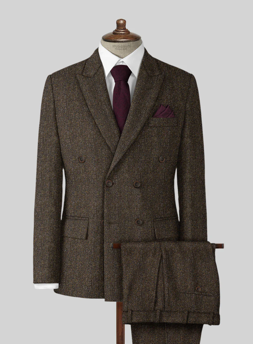 Haberdasher Brown Tweed Double Breasted Suit