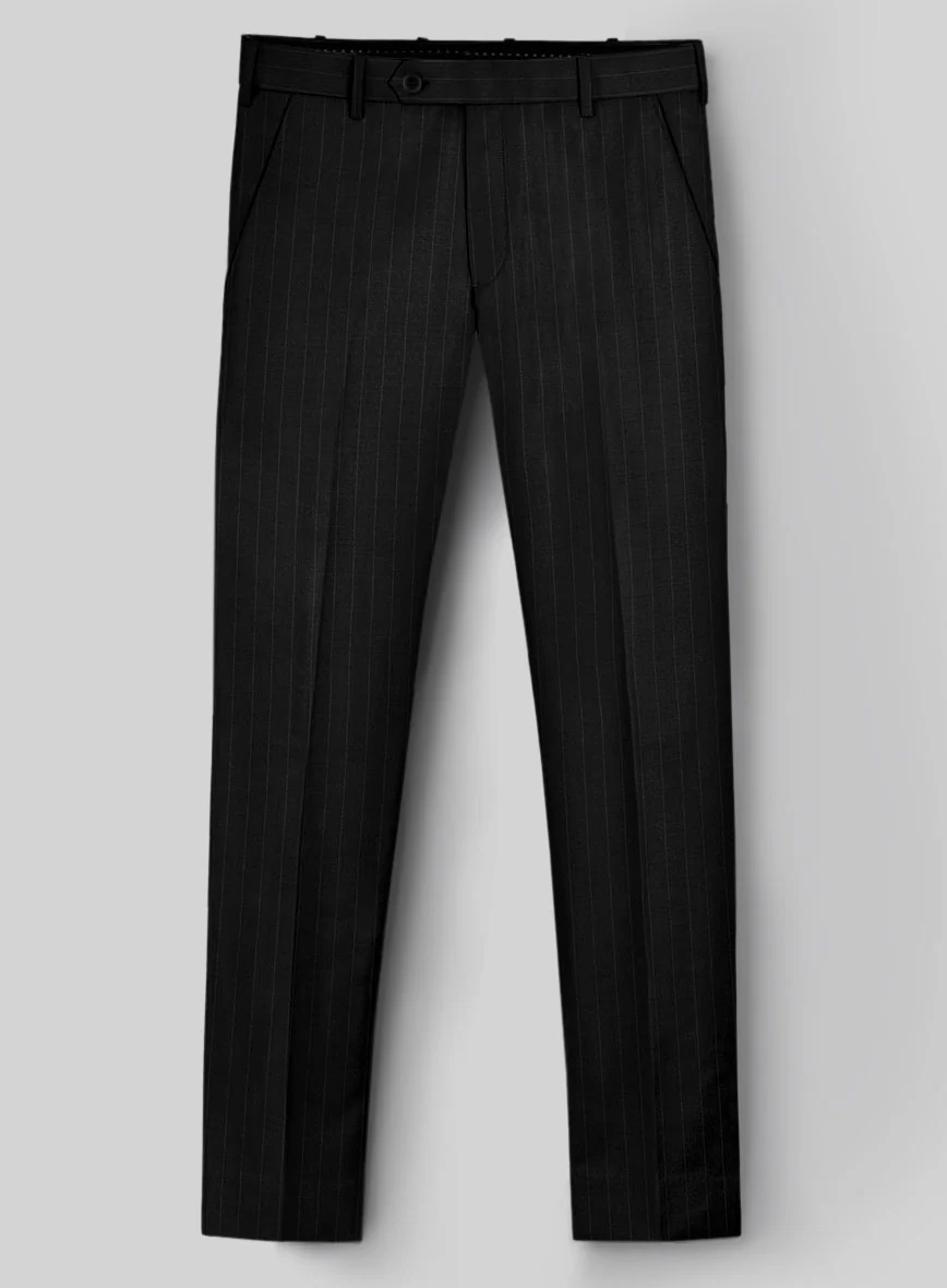 Hardy Minnis Black Pinstripe Wool Pants
