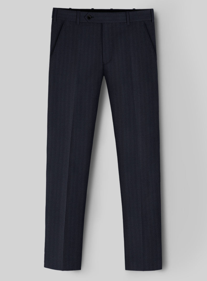 Hardy Minnis Blue Herringbone Wool Pants