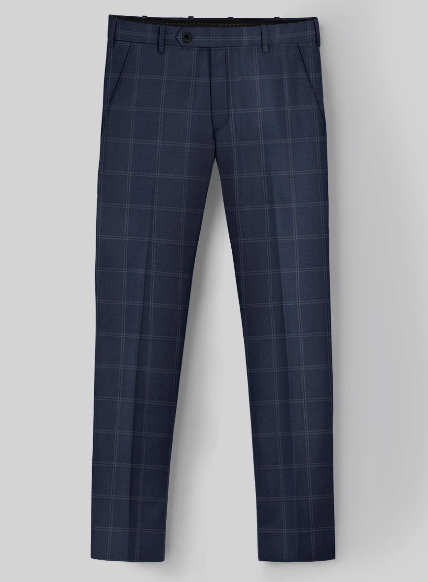 Hardy Minnis Blue Windowpane Wool Pants