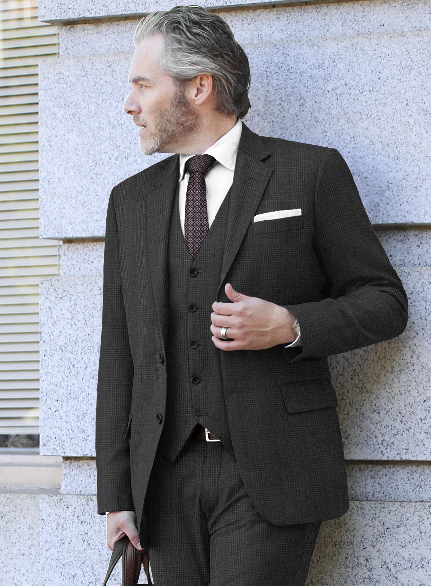 Hardy Minnis Charcoal Check Wool Suit - Image 4