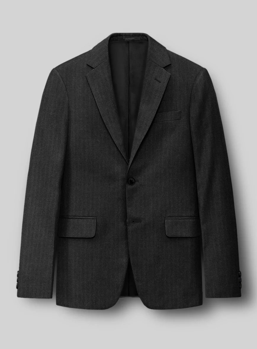 Hardy Minnis Charcoal Herringbone Wool Suit - Image 3