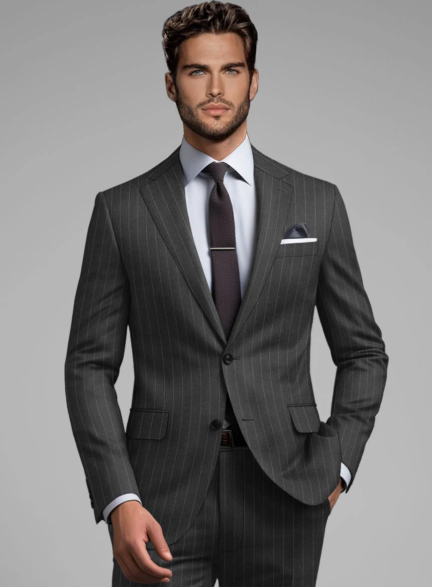 Hardy Minnis Charcoal Pinstripe Wool Suit - Image 3
