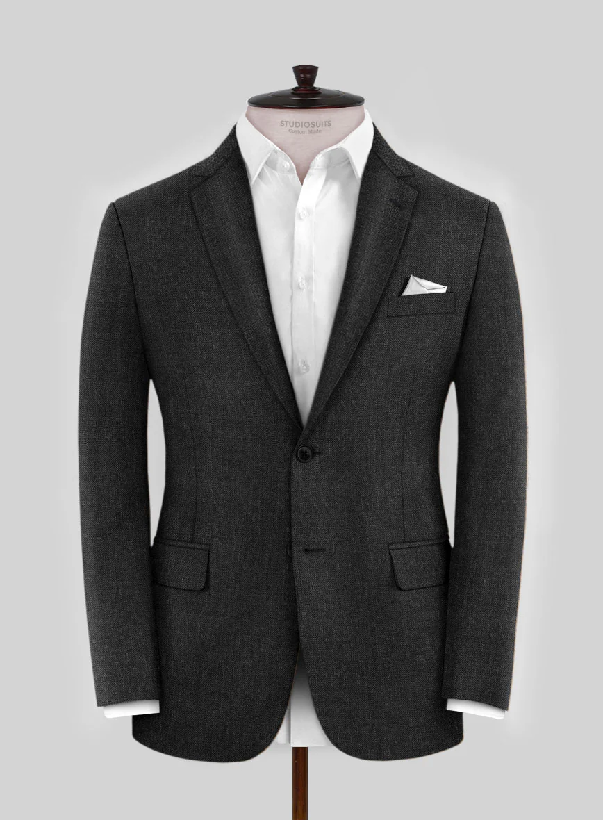 Hardy Minnis Charcoal Sharkskin Wool Suit - Image 5