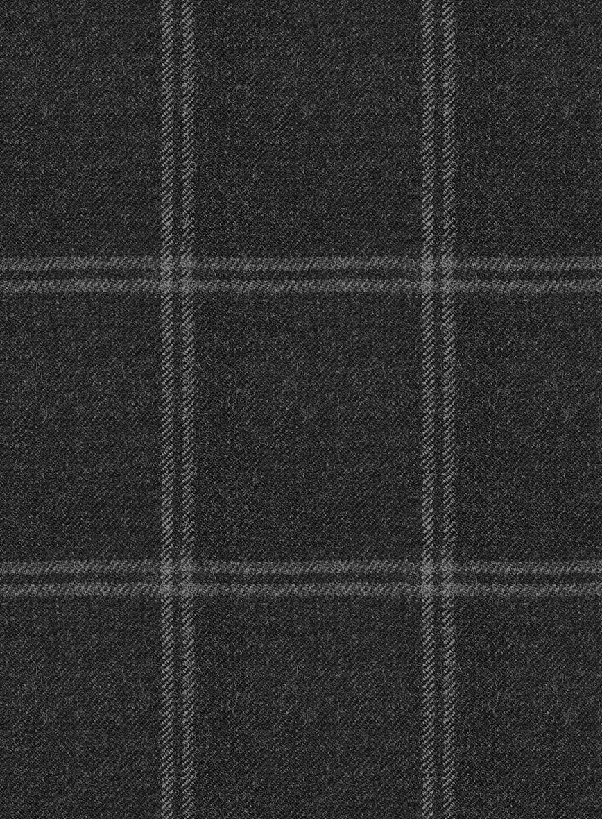 Hardy Minnis Charcoal Windowpane Wool Suit - Image 8