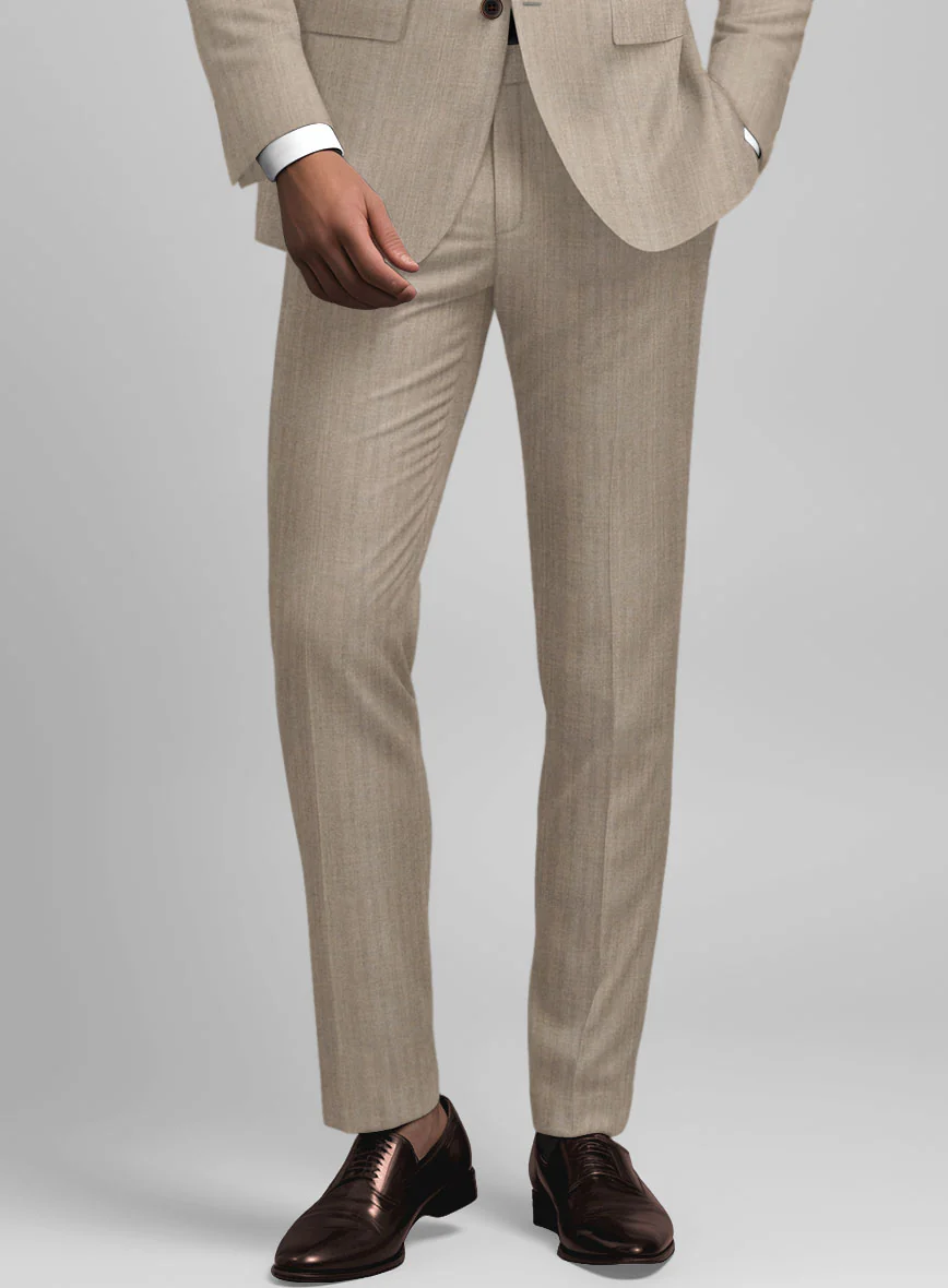 Hardy Minnis Dark Beige Herringbone Wool Suit - Image 8