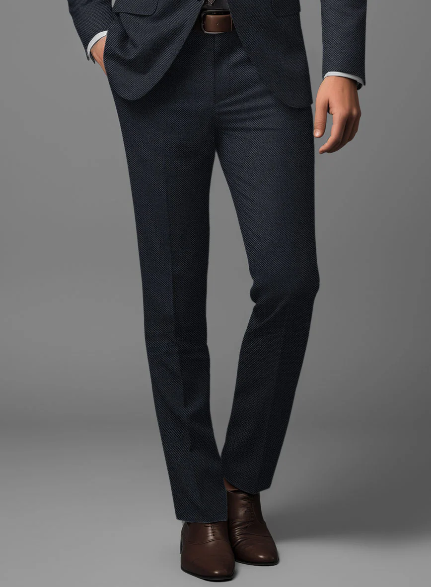 Hardy Minnis Dark Blue Birdseye Wool Pants - Image 2