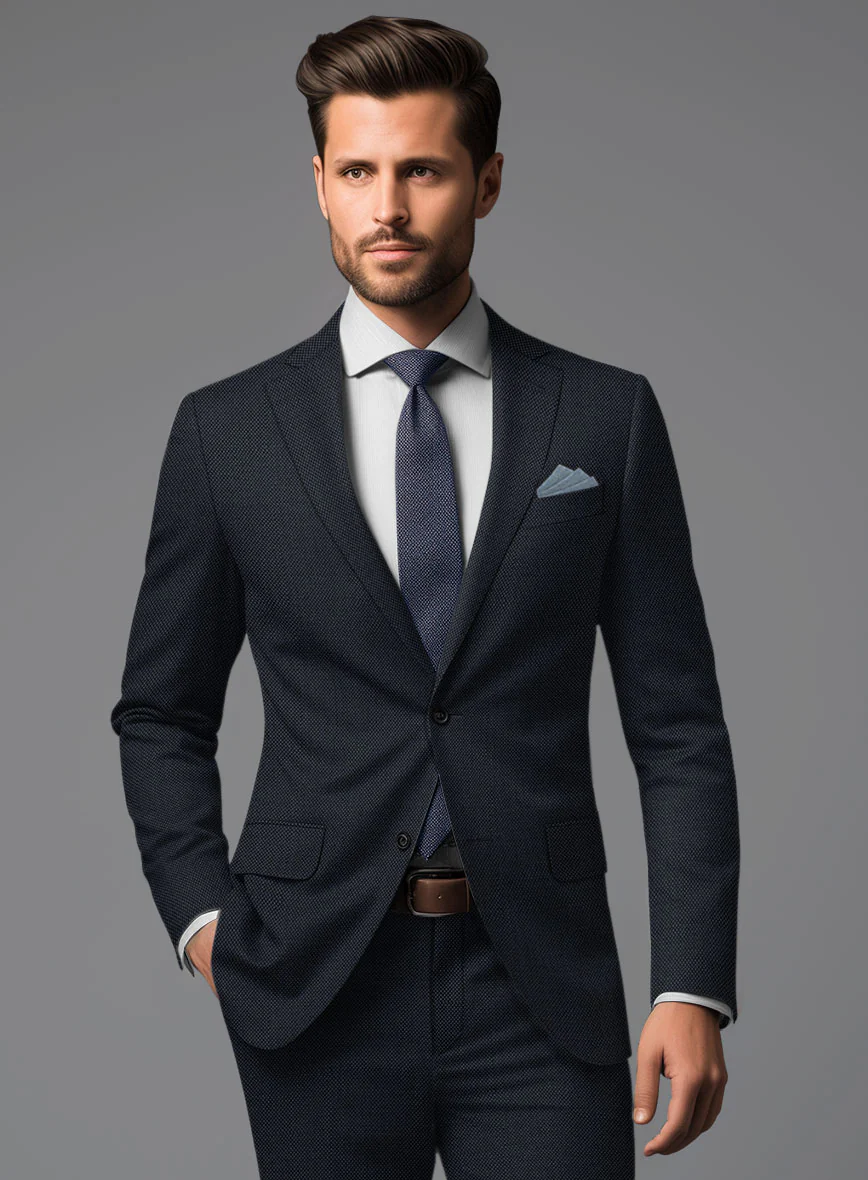 Hardy Minnis Dark Blue Birdseye Wool Suit - Image 4
