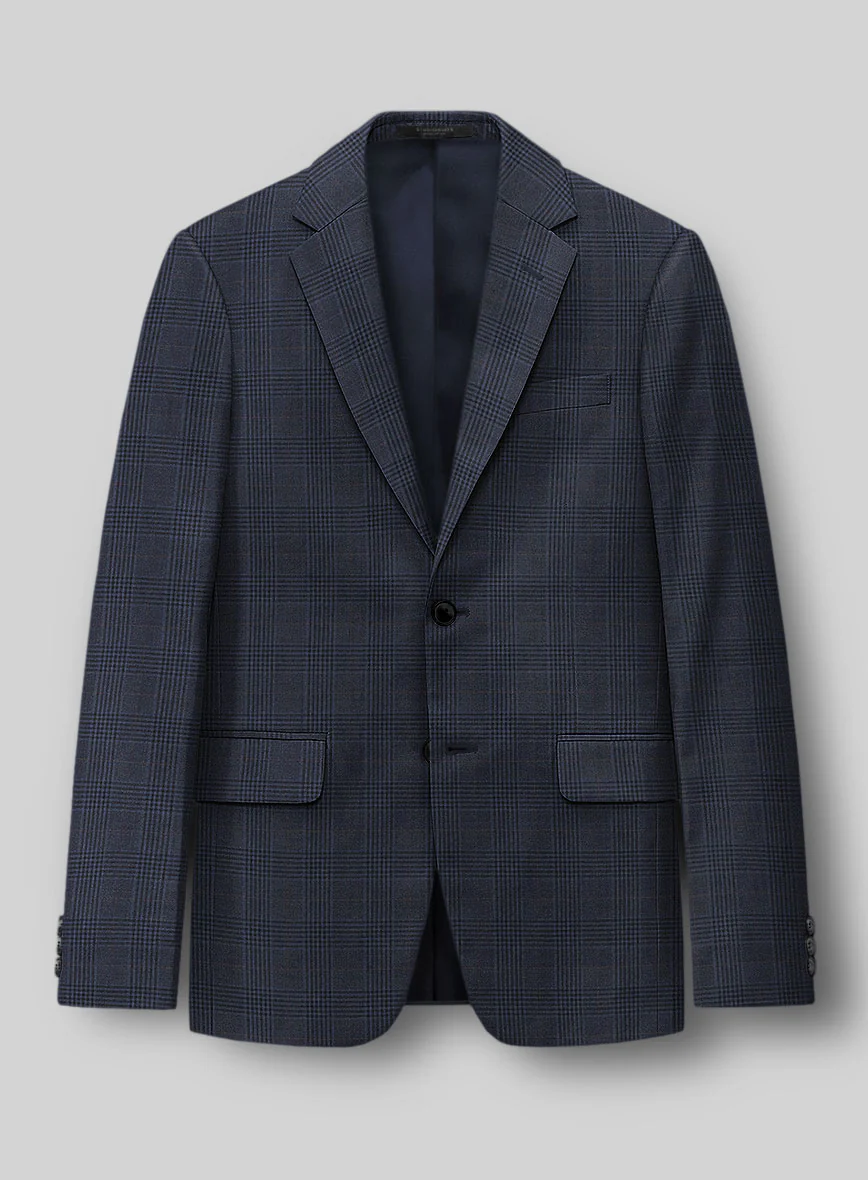 Hardy Minnis Dark Blue Check Wool Suit - Image 5