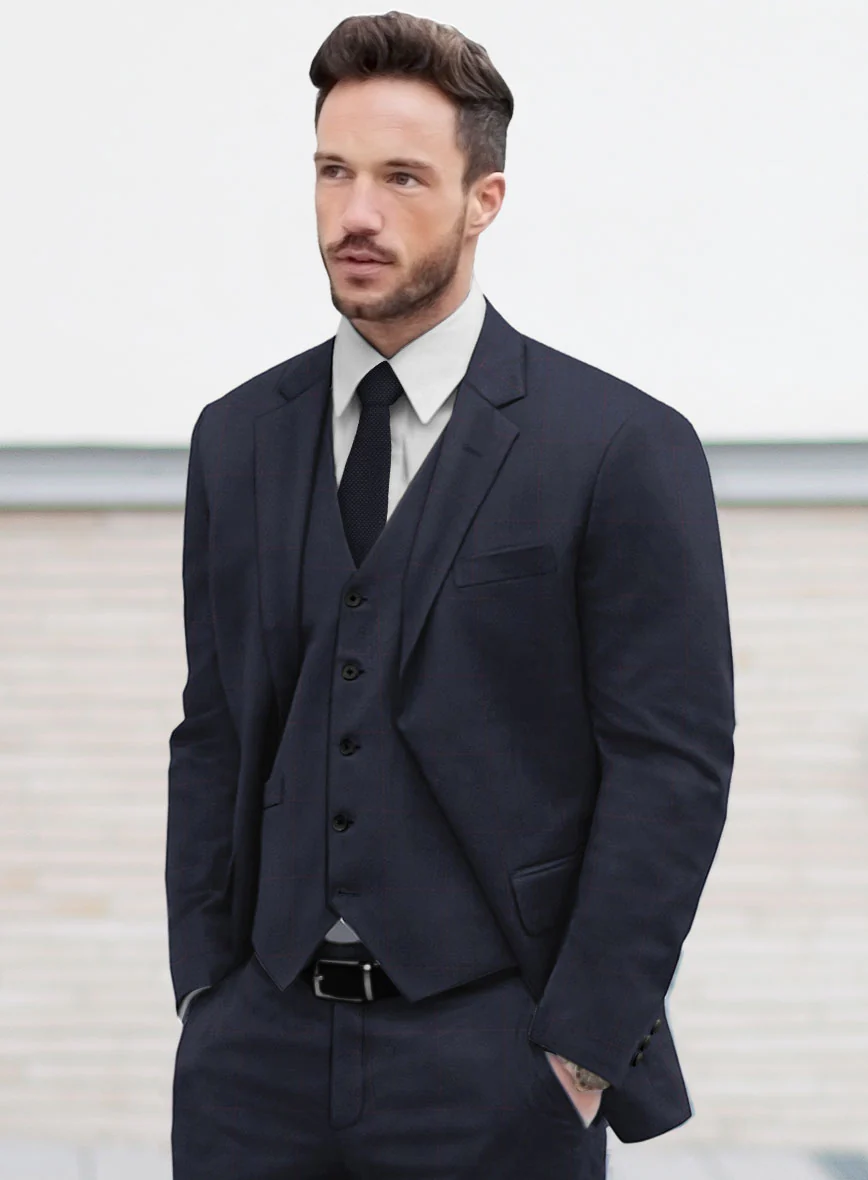 Hardy Minnis Dark Blue Glen Wool Suit - Image 4