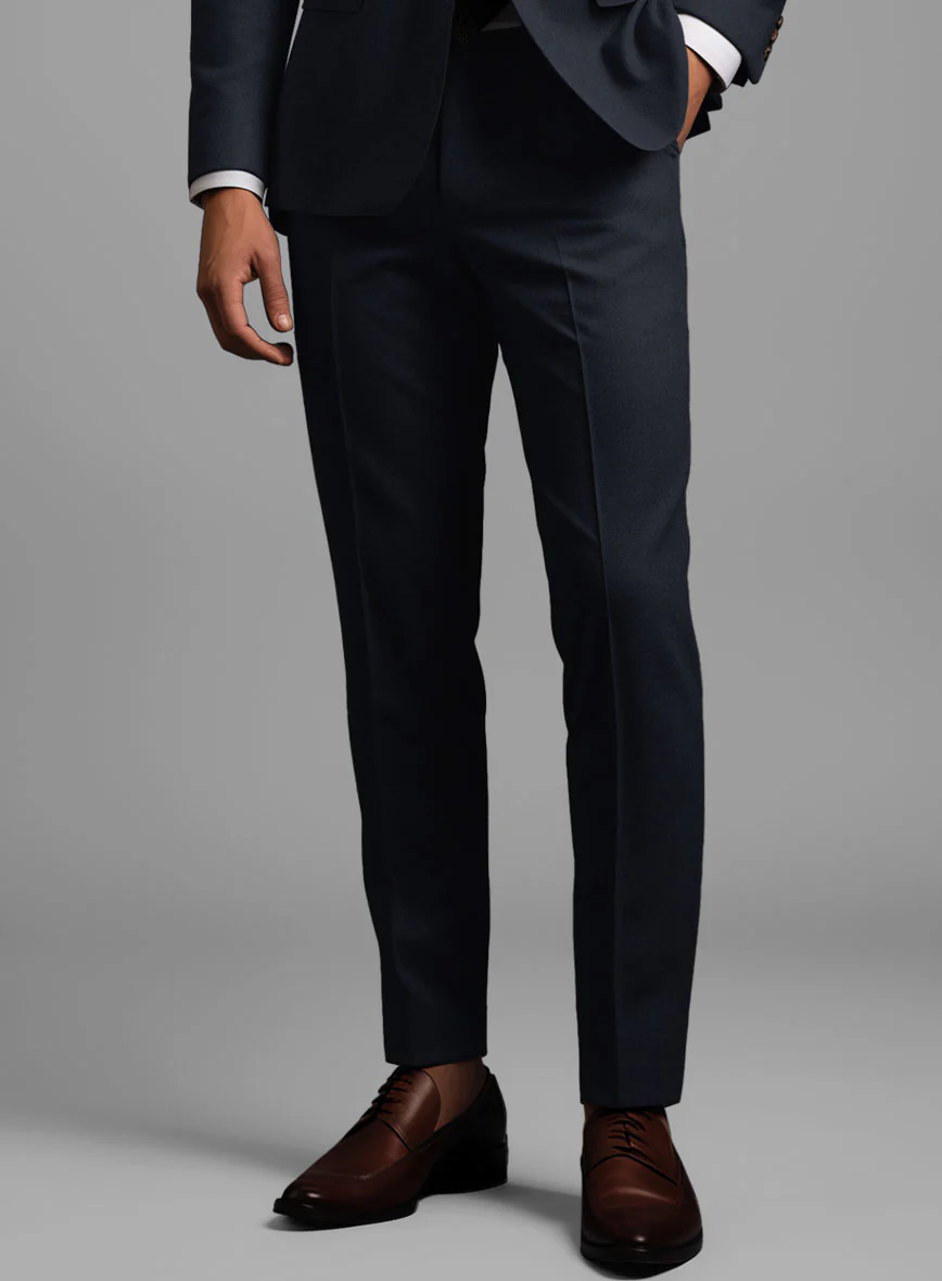 Hardy Minnis Dark Blue Sharkskin Wool Pants - Image 2