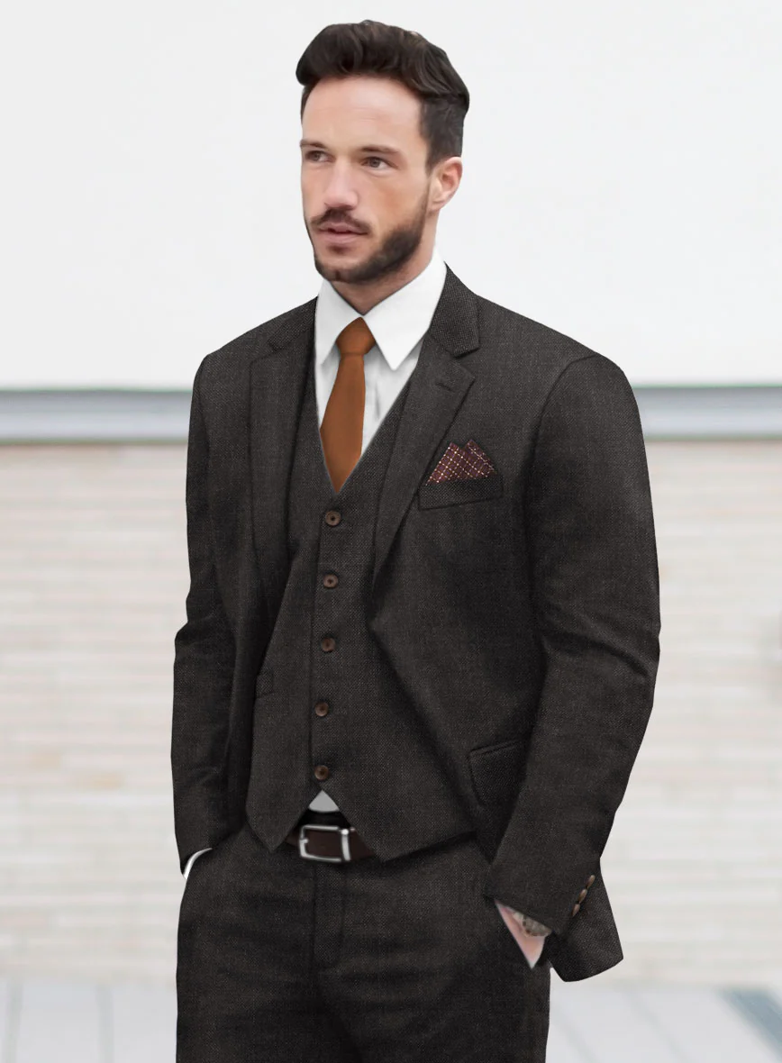Hardy Minnis Dark Brown Sharkskin Wool Jacket - Image 3
