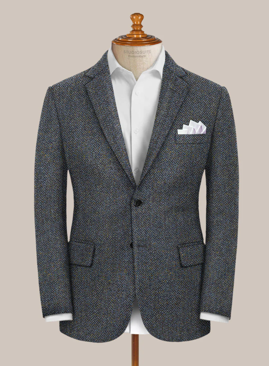 Harris Tweed Barley Blue Suit - Image 4