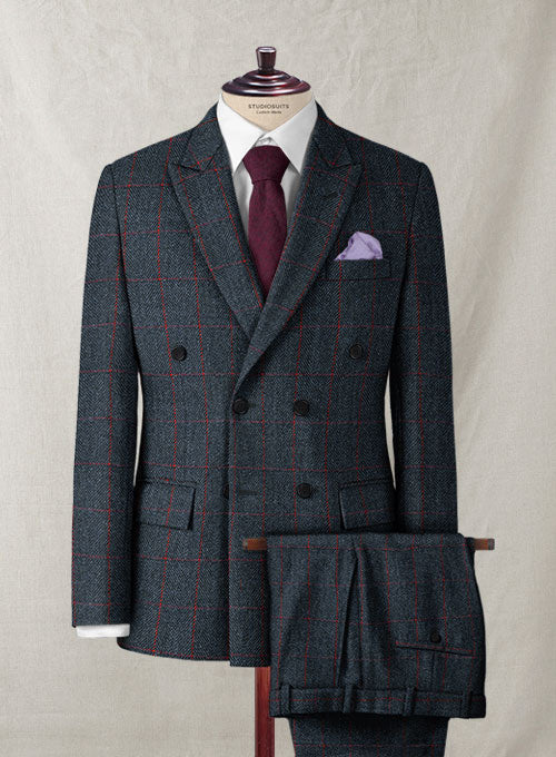 Harris Tweed Blue Checks Double Breasted Suit