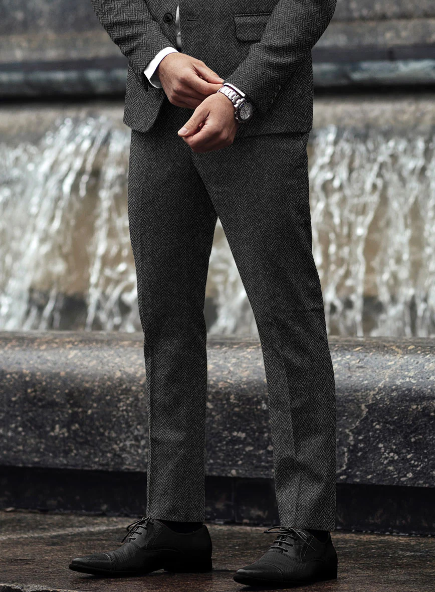 Harris Tweed Charcoal Herringbone Suit - Image 6