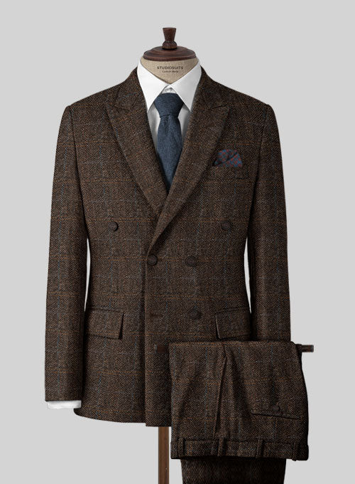 Harris Tweed Country Dark Brown Double Breasted Suit