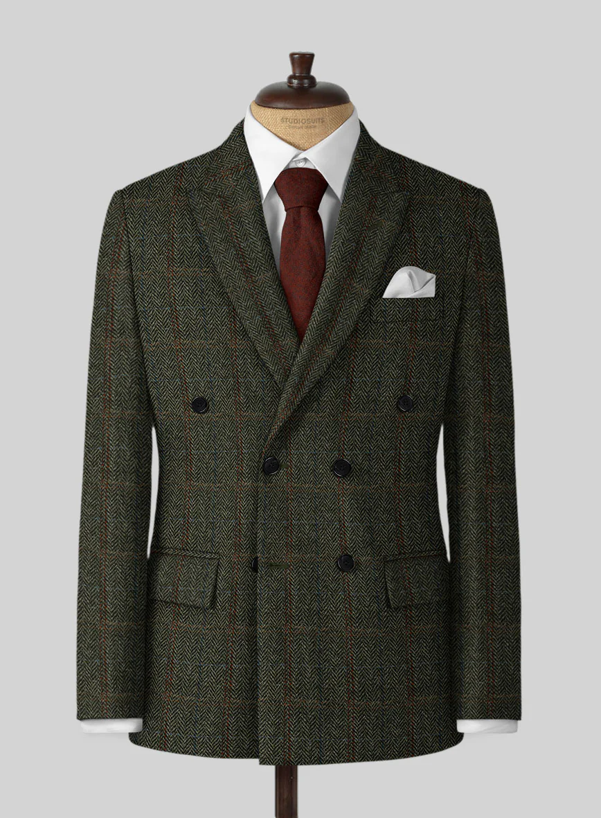 Harris Tweed Country Green Double Breasted Jacket
