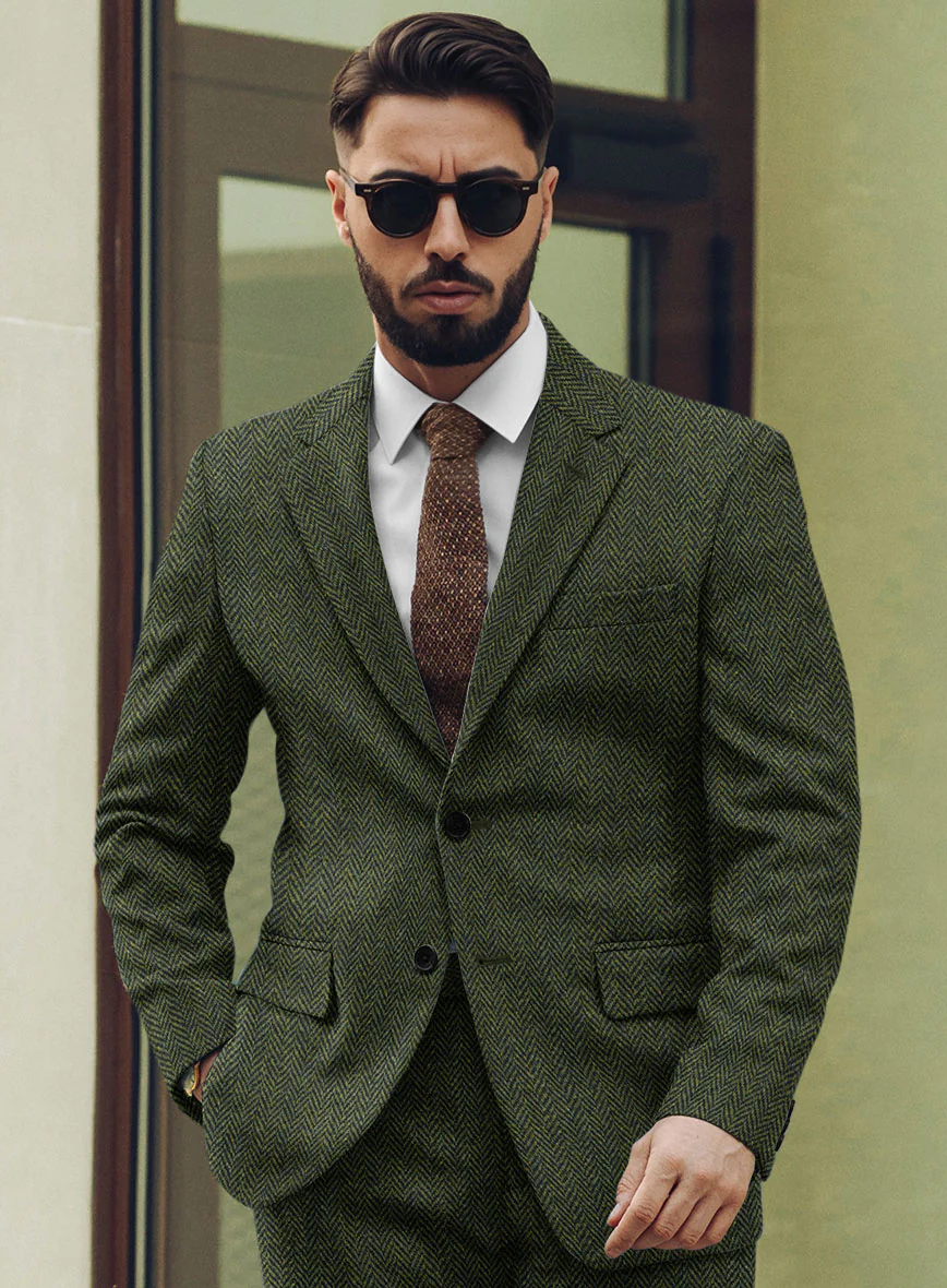 Harris Tweed Forest Green Herringbone Jacket - Image 2