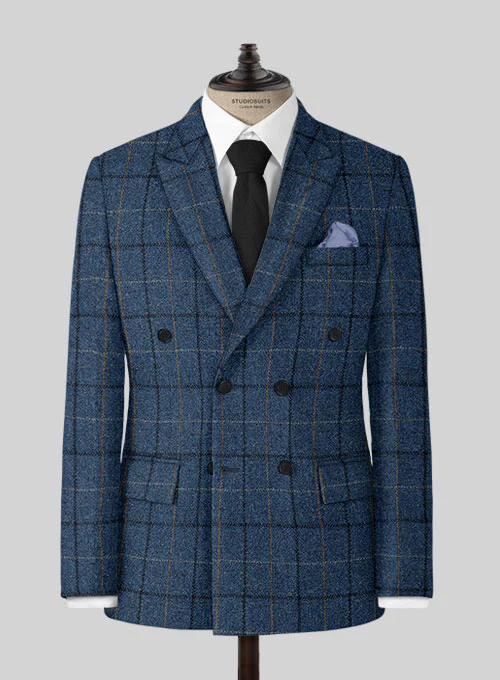 Harris Tweed Gordon Blue Double Breasted Jacket