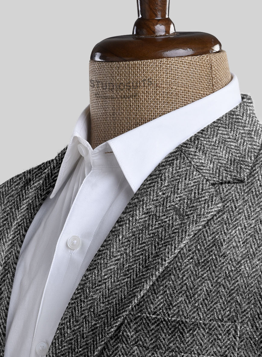Harris Tweed Gray Herringbone Jacket - Image 3