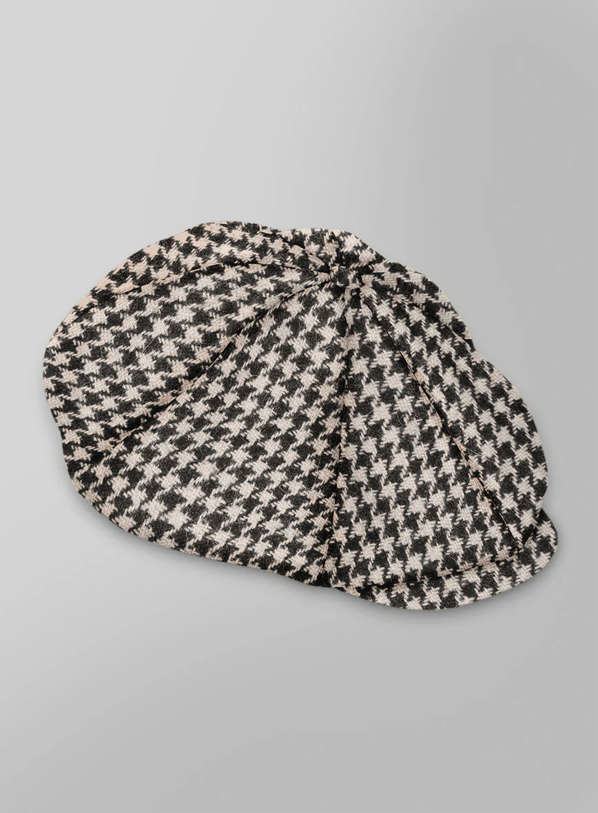 Harris Tweed Houndstooth Ebony Brown Newsboy Cap - Image 2