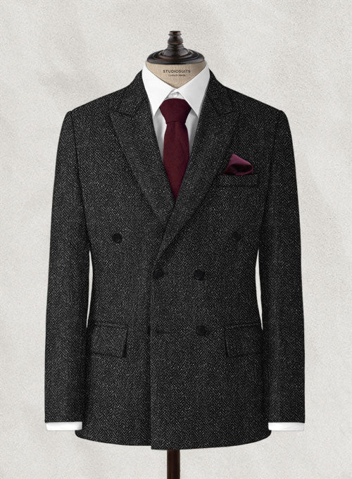 Harris Tweed Royal Charcoal Double Breasted Jacket