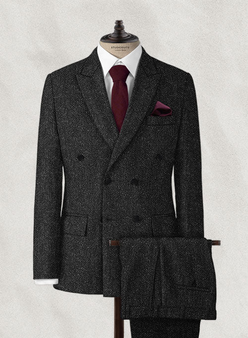 Harris Tweed Royal Charcoal Double Breasted Suit