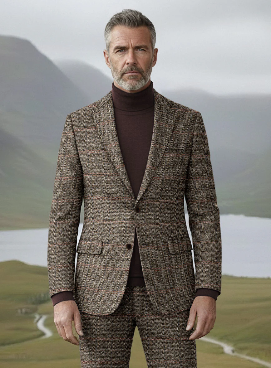 Harris Tweed Rustic Brown Herringbone Jacket - Image 2