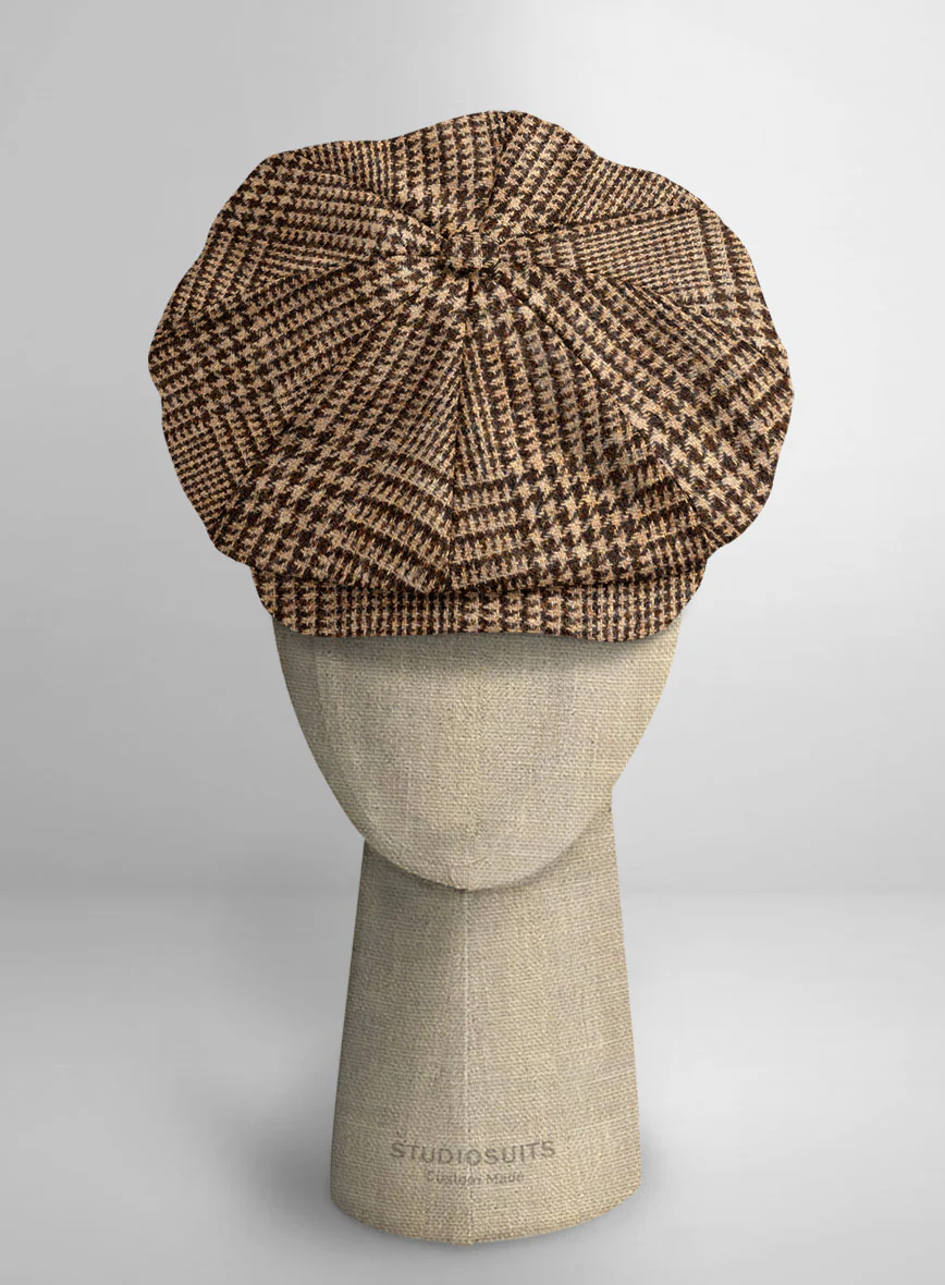 Harris Tweed Tan Glen Newsboy Cap