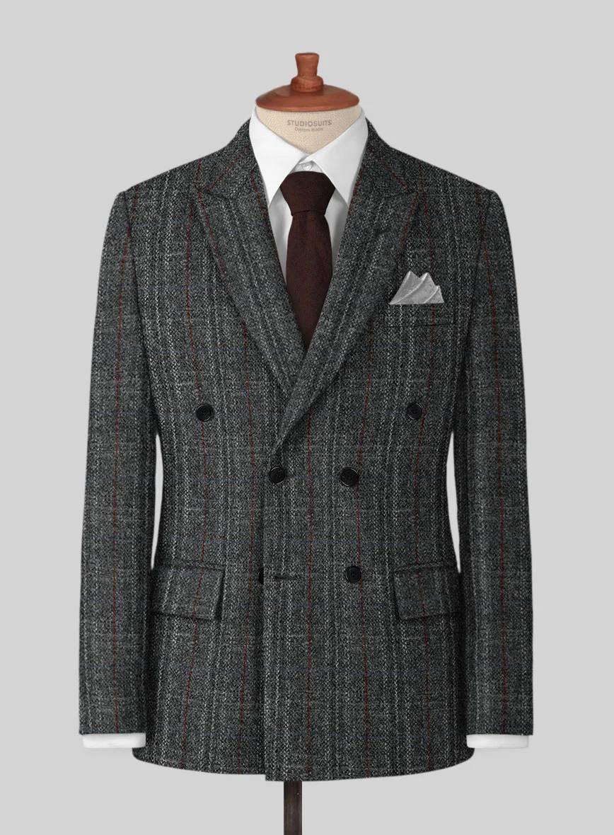 Harris Tweed Welsh Gray Double Breasted Jacket
